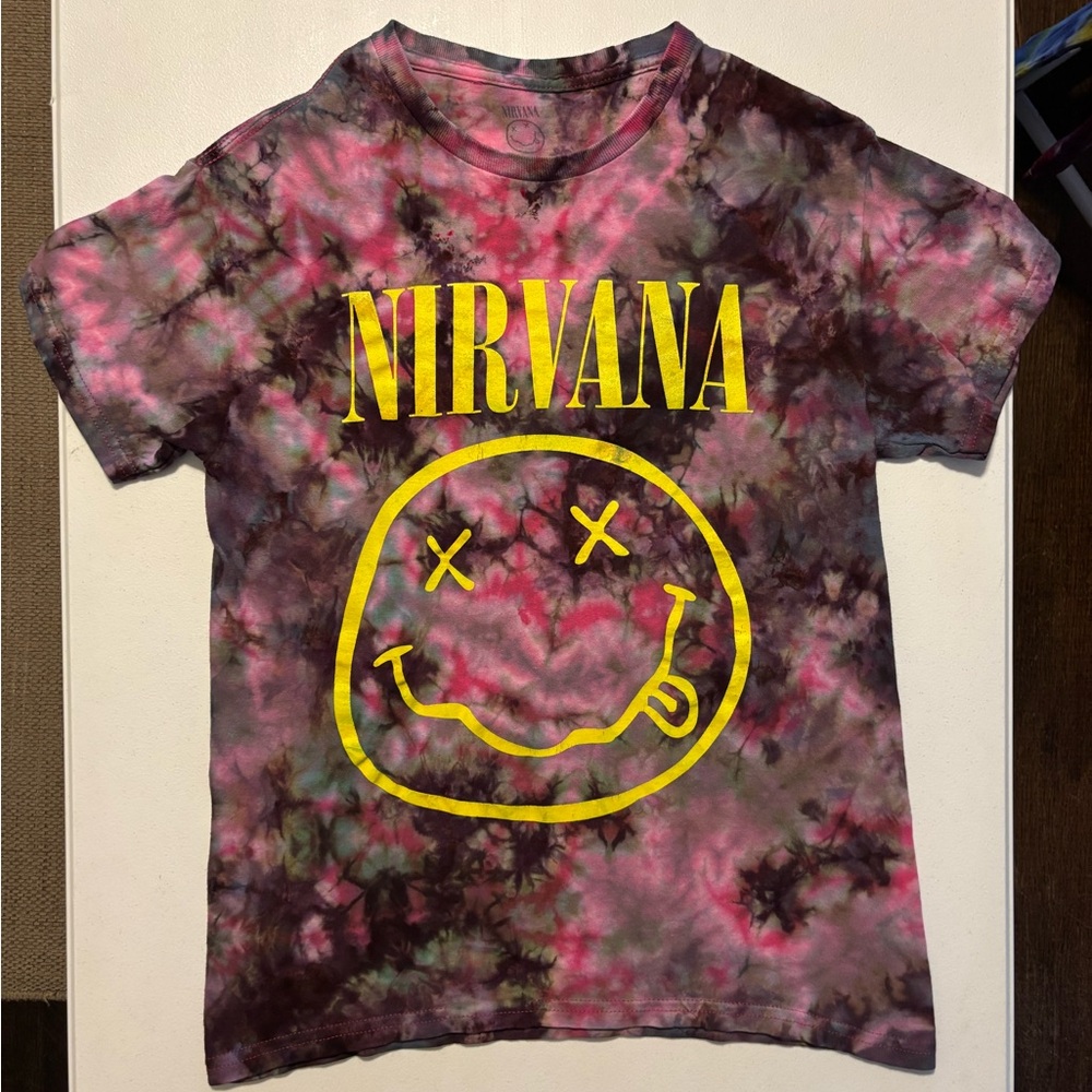 Nirvana Pink and Yellow Tie Dye Short Sleeve Tee